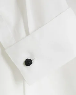 White slim fit double cuff smart shirt
