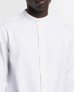 White slim fit grandad collar shirt
