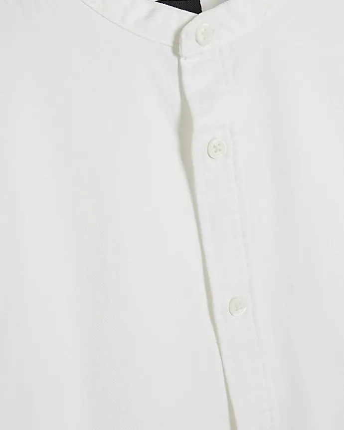 White slim fit grandad collar shirt