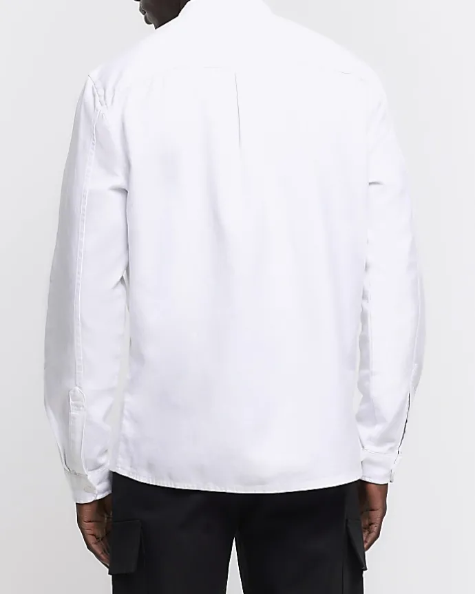 White slim fit grandad collar shirt