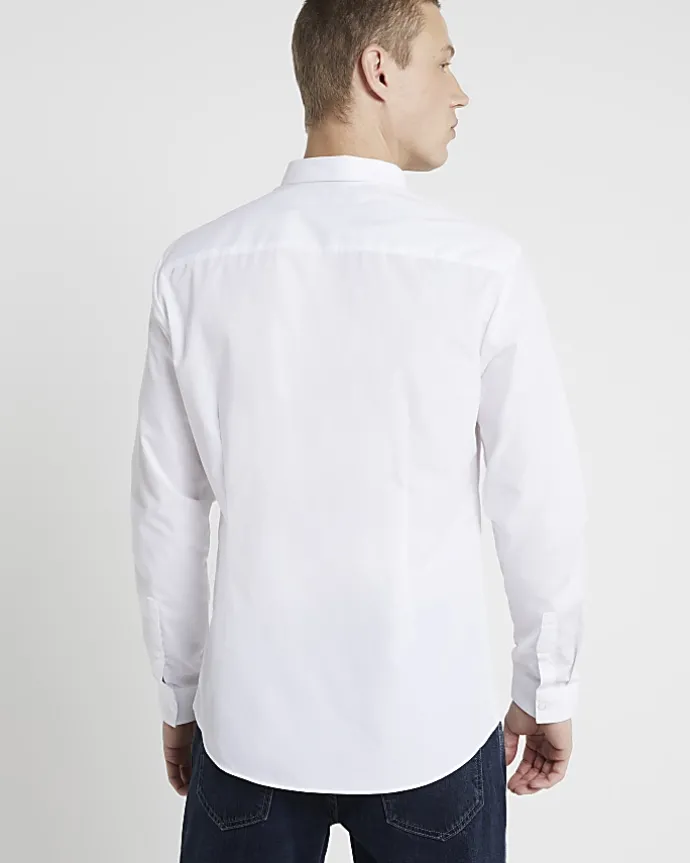 White slim fit long sleeve shirt