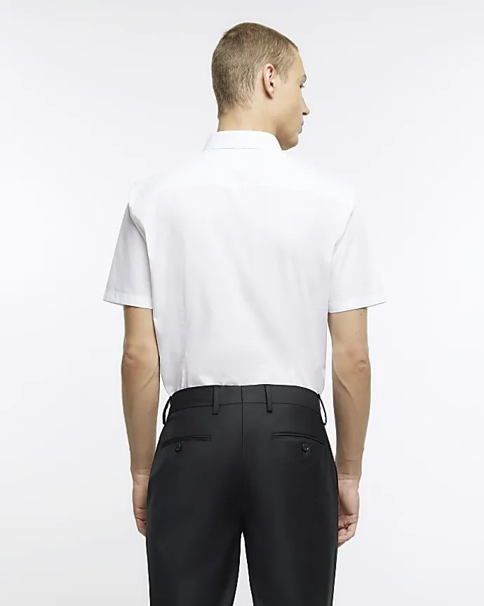 White slim fit short sleeve shirt