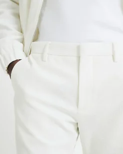 White slim fit waffle shorts