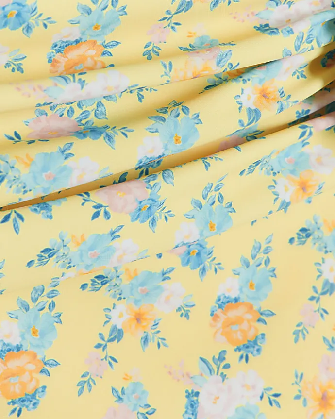 Yellow high wasted corsage bikini bottoms