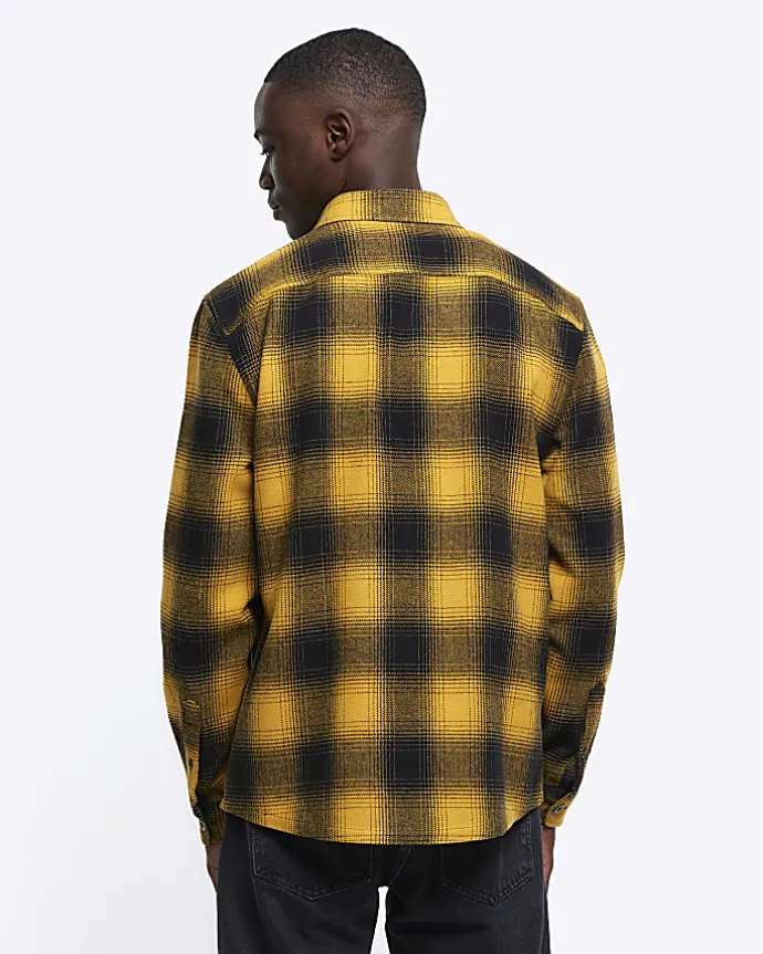 Yellow regular fit check shirt