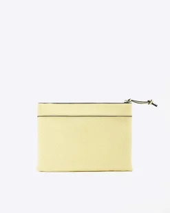 Yellow weave pouchette bag