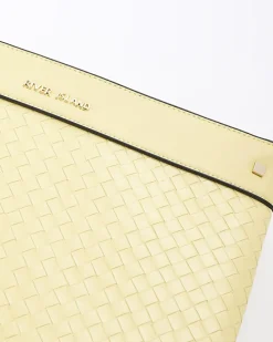 Yellow weave pouchette bag